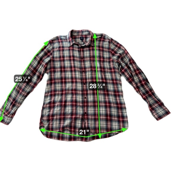 GAP Red & Navy Plaid Flannel Button-Down Shirt Men’s Large - Picture 14 of 14